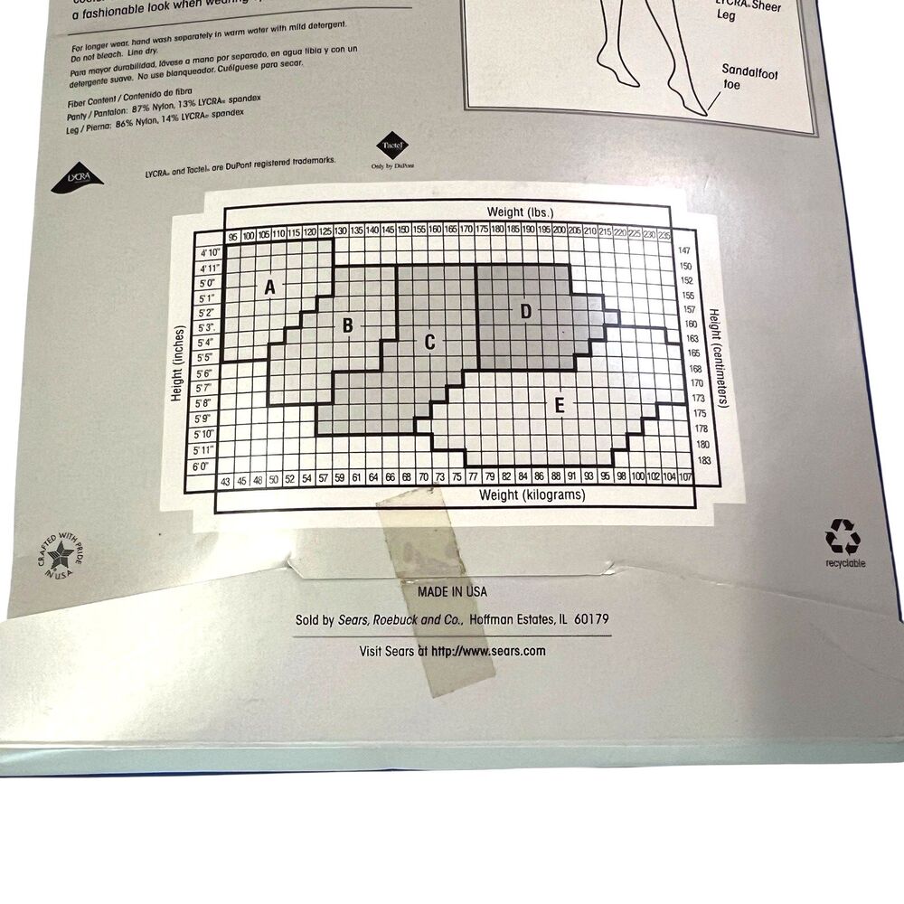 VTG Nice Touch Shaping Control Lycra Sheer Pantyhose Womens B Off  Black 3 Pairs - Picture 6 of 7